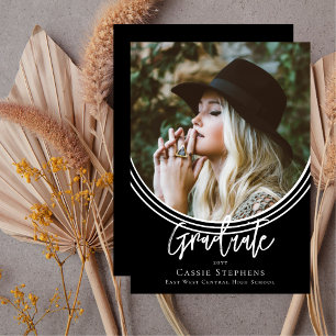 Inverted Arch Trendy Script Graduate Photo  Invitation