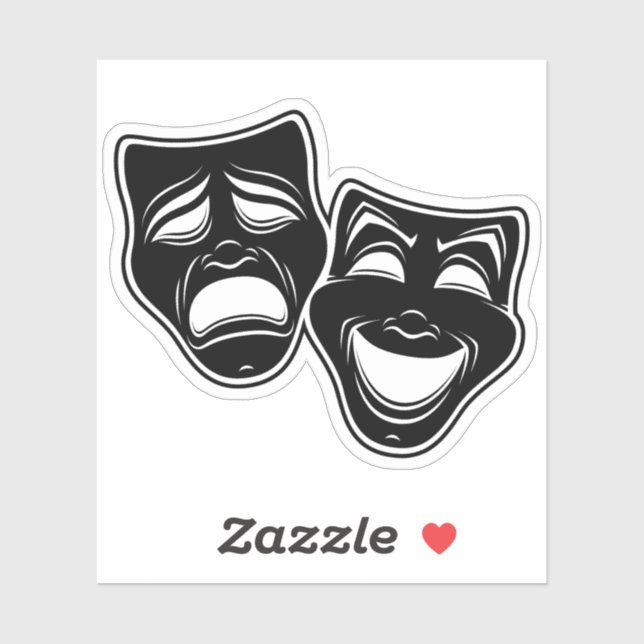 Inverted Black And White Comedy And Tragedy Masks (Sheet)