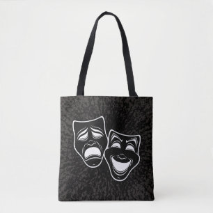 Inverted Black And White Comedy And Tragedy Masks Tote Bag