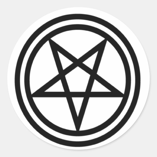 Inverted Black Pentagram Classic Round Sticker (Front)