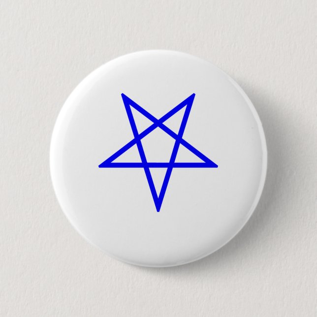 Inverted Blue Pentagram 6 Cm Round Badge (Front)