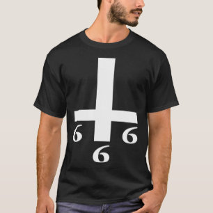 Inverted Cross 666 Upside Down Satan Antichrist At T-Shirt