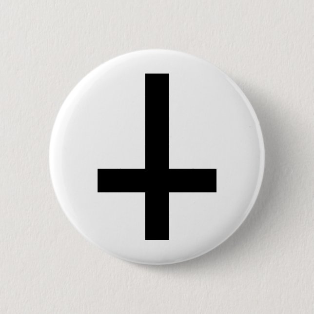 inverted cross 6 cm round badge (Front)