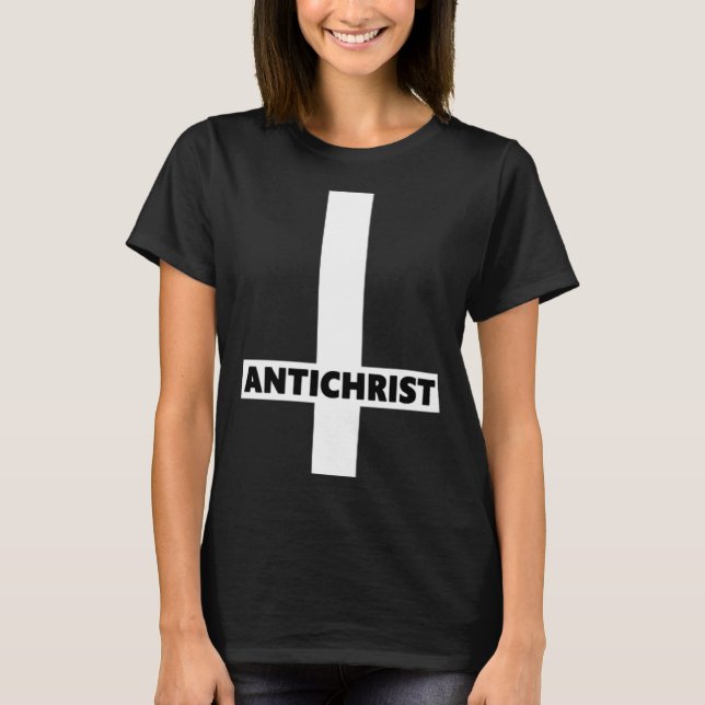 Inverted Cross Antichrist Upside Down Satan Atheis T-Shirt (Front)