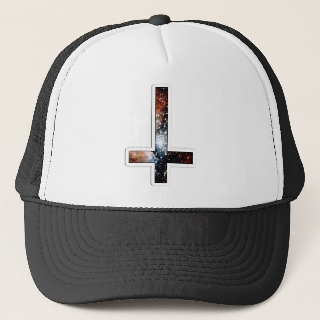 Inverted Cross Galaxy Cosmic Universe Trucker Hat (Front)