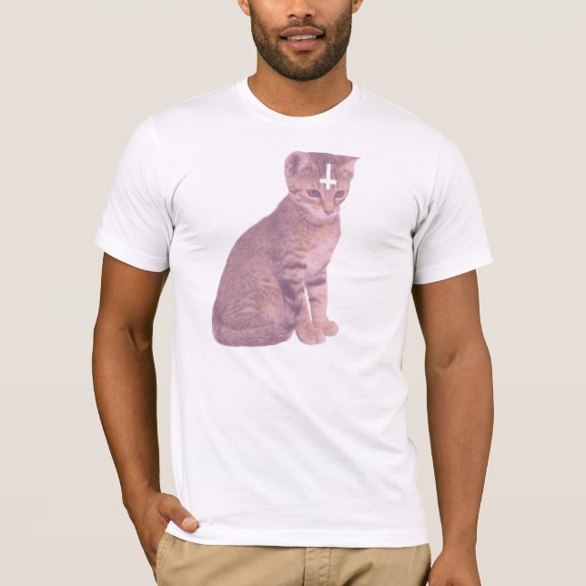 Inverted Cross Kitten Bella Canvas Shirt (Front)