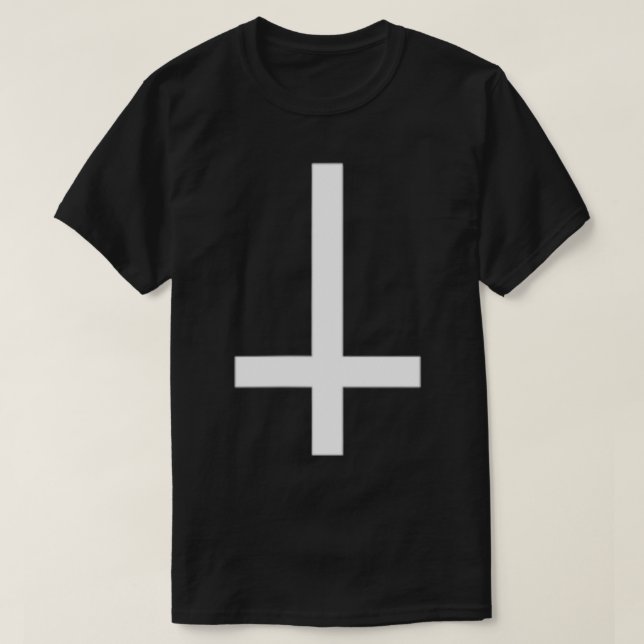 Inverted Cross  Satan Lucifer Demon Fun T  Decent  T-Shirt (Design Front)