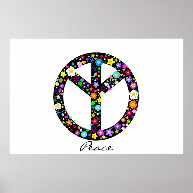 Inverted Floral Peace Symbol Poster (Front)