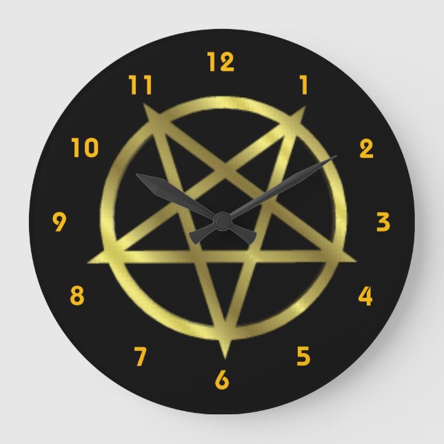 Inverted Gold Pentagram Large Clock (Front)