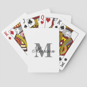Inverted Grayscale Scripted Monogram Playing Cards