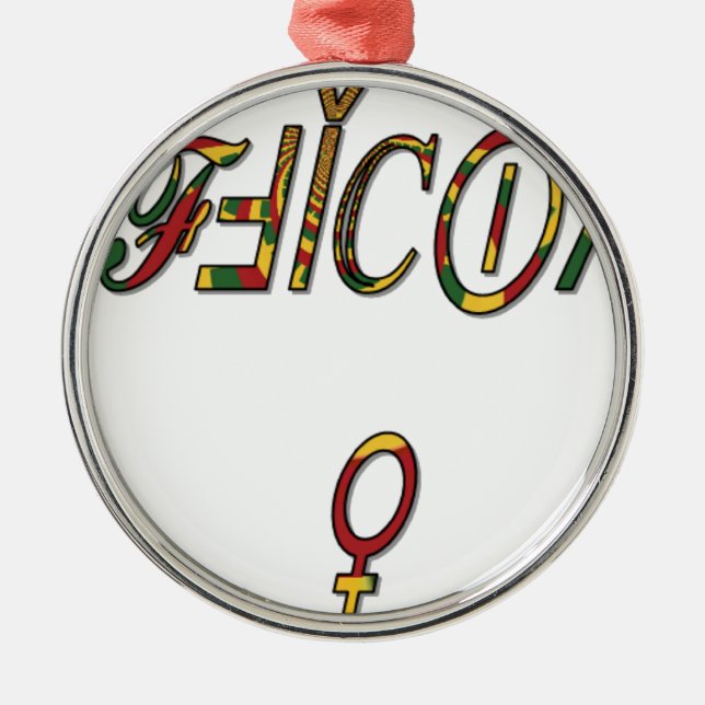 Inverted "OFFICIAL Female Symbol Art Print Metal Tree Decoration (Front)