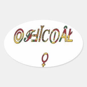 Inverted "OFFICIAL" Female Symbol Art Print Oval Sticker