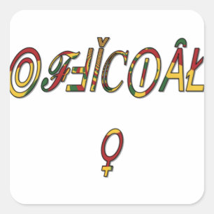Inverted "OFFICIAL" Female Symbol Art Print Square Sticker