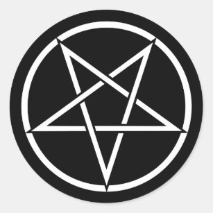 Inverted pentagram (background colour classic round sticker