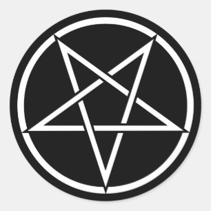Inverted pentagram (background colour customisable classic round sticker