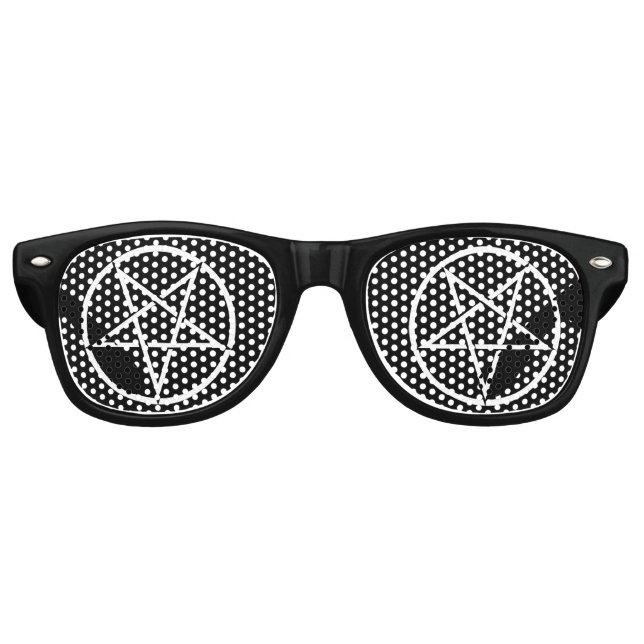 Inverted pentagram (background colour customisable retro sunglasses (Front)