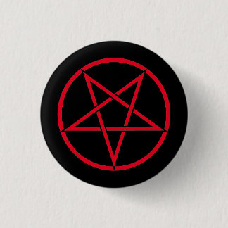 Inverted pentagram (pentagram colour customisable) 3 cm round badge