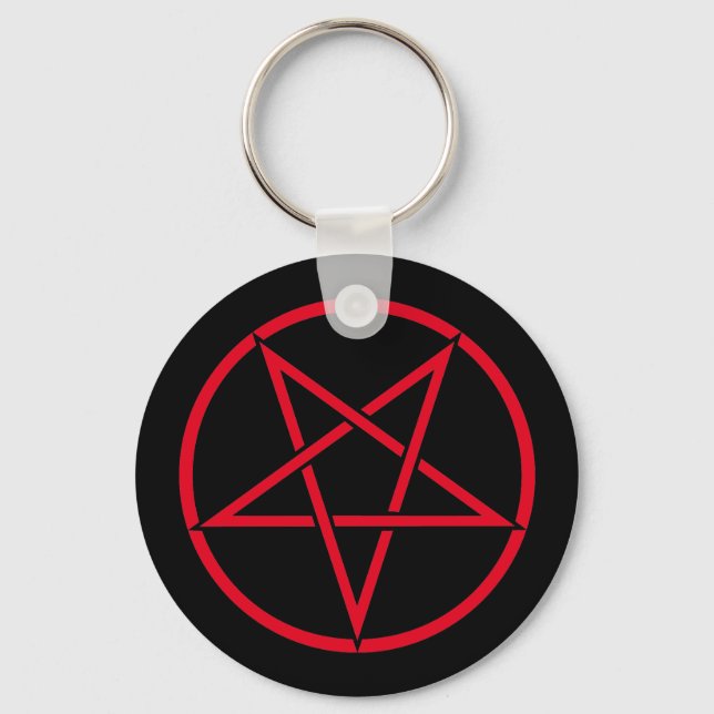 Inverted pentagram (pentagram colour customisable) key ring (Front)