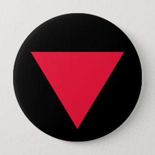 inverted red triangle 10 cm round badge