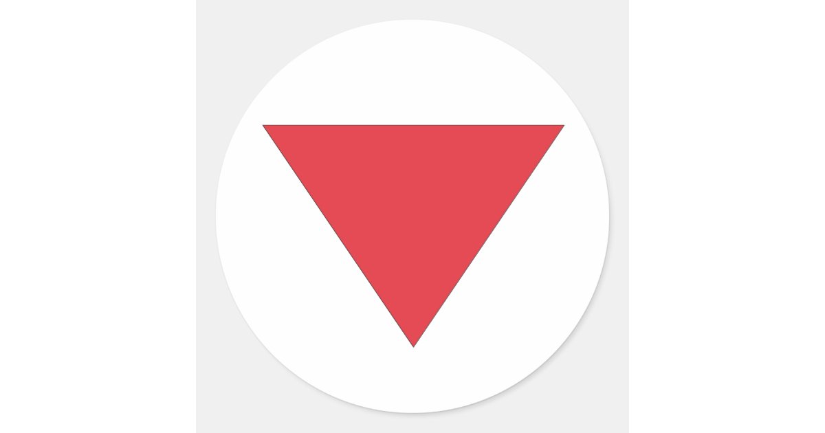 Inverted Red Triangle Classic Round Sticker | Zazzle