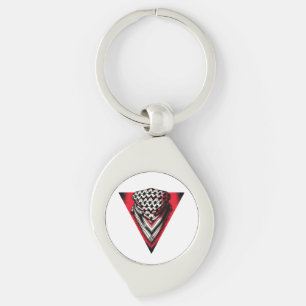 Inverted Red Triangle keffiyeh Key Ring