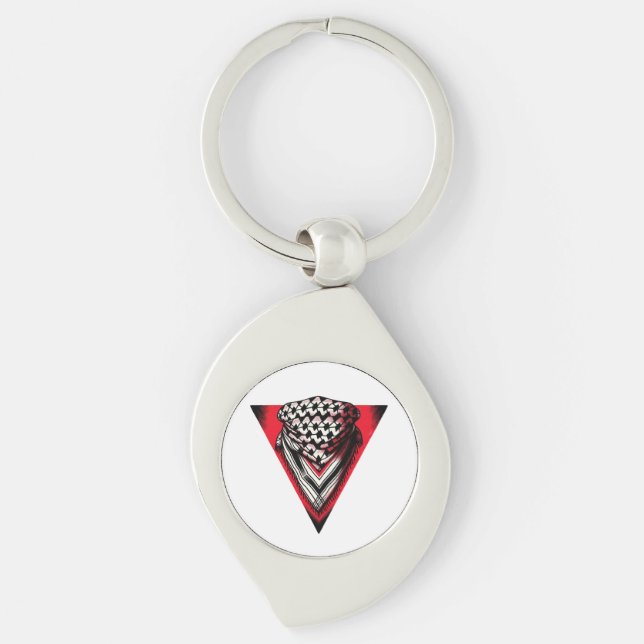 Inverted Red Triangle keffiyeh Key Ring (Front)