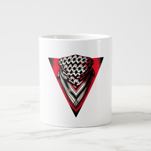 Inverted Red Triangle keffiyeh Large Coffee Mug (Front)
