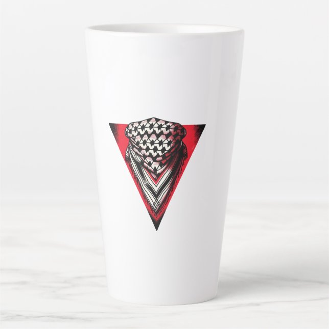 Inverted Red Triangle keffiyeh Latte Mug (Front)