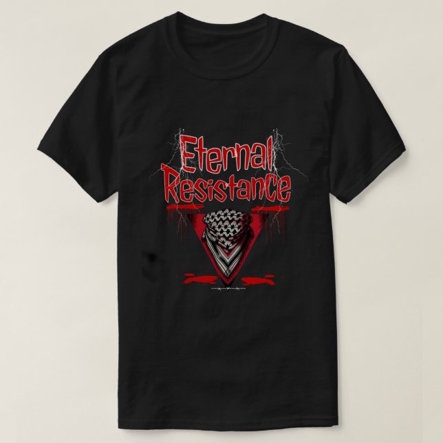 Inverted Red Triangle keffiyeh T-Shirt (Design Front)