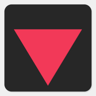 inverted red triangle square sticker