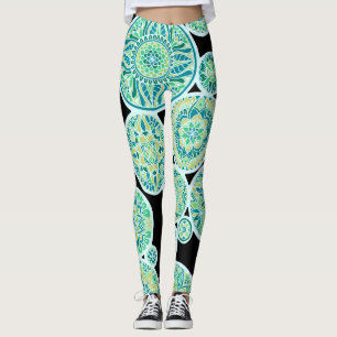 Inverted Sea Tone Mandalas Leggings