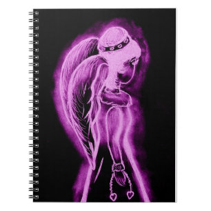 Inverted Sideways Angel in Black and Pink Notebook