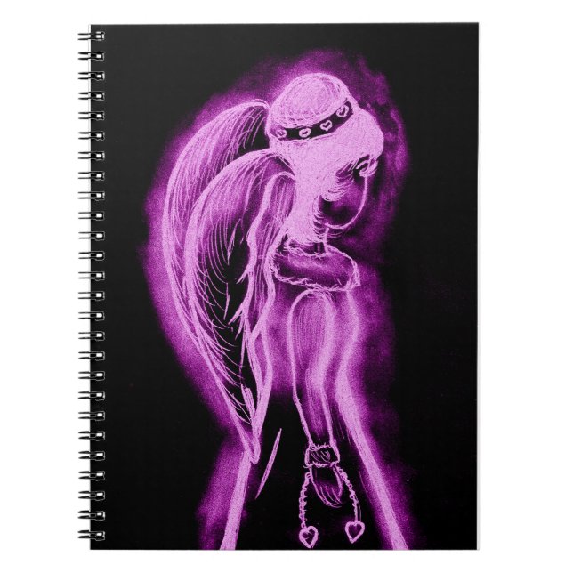 Inverted Sideways Angel in Black and Pink Notebook (Front)