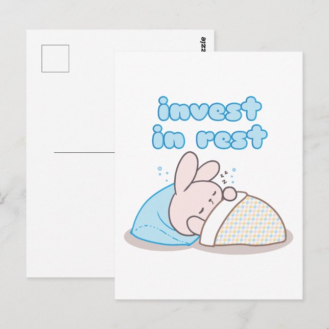 Invest in Rest with Snoozy Bunny Postcard (Front/Back)