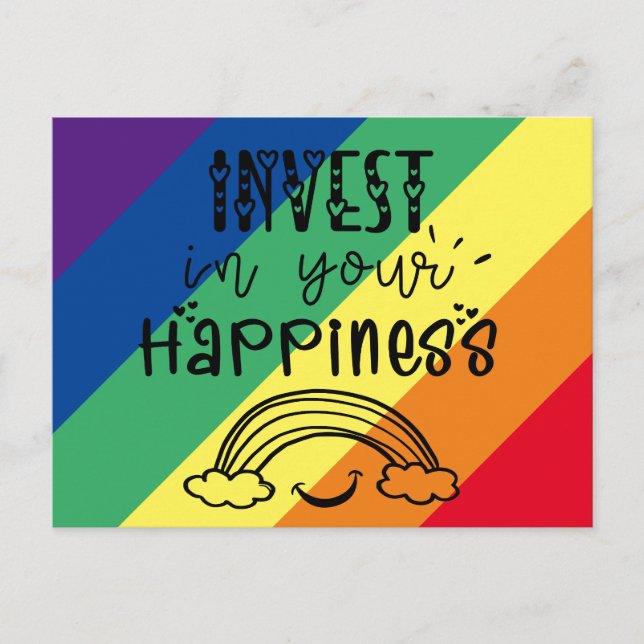 Invest in your happiness postcard (Front)