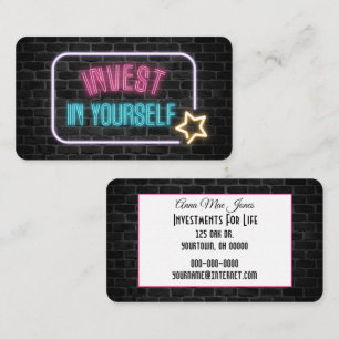 Invest In Yourself Neon Sign Business Card