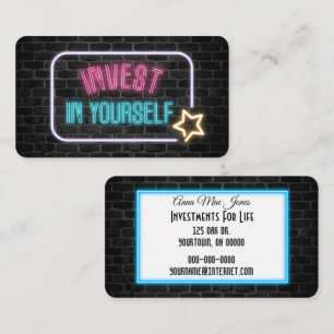 Invest In Yourself Neon Sign Business Card