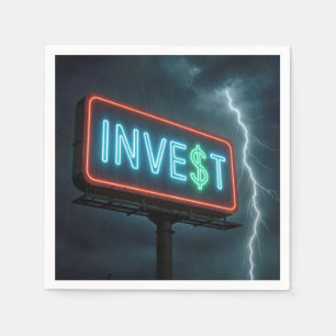 Invest Neon Billboard In a Storm Napkin