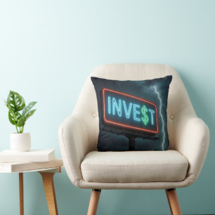 Invest Neon Billboard with Lightning Cushion