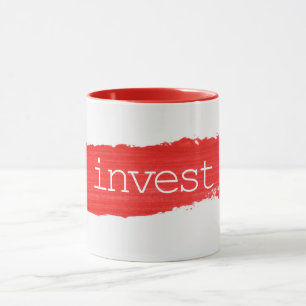 INVEST Text On Red Paint Mug