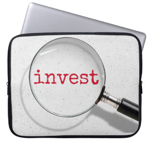 Invest Text Under Magnifying Glass Laptop Sleeve
