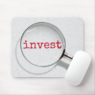 Invest Text Under Magnifying Glass Mouse Mat