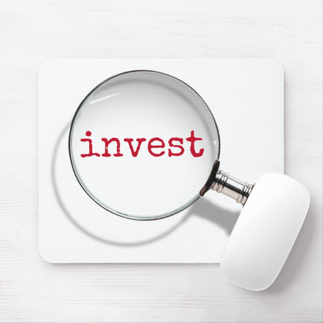 Invest Text Under Magnifying Glass Mouse Pad (With Mouse)