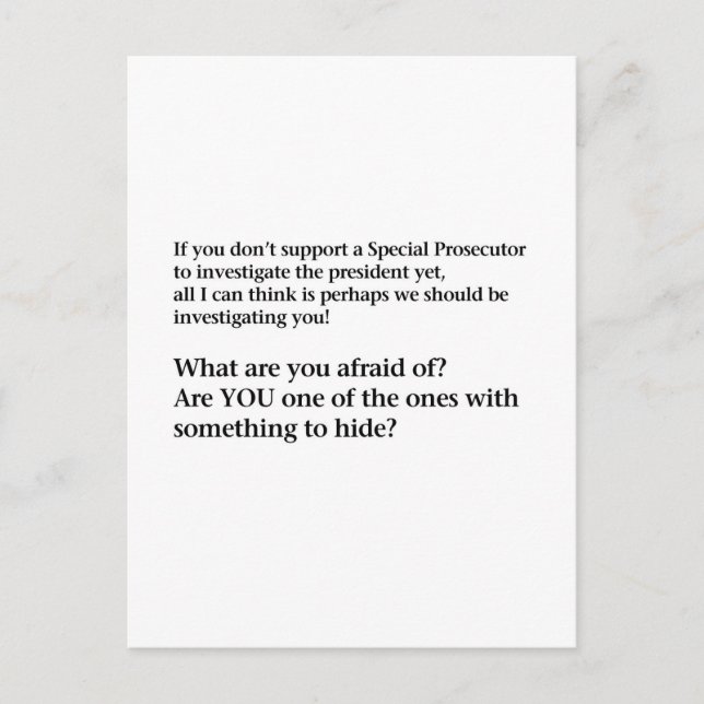 Investigate Trump Postcard (Front)