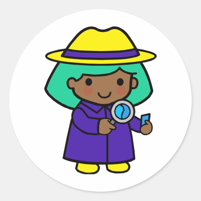 Investigator girl classic round sticker (Front)