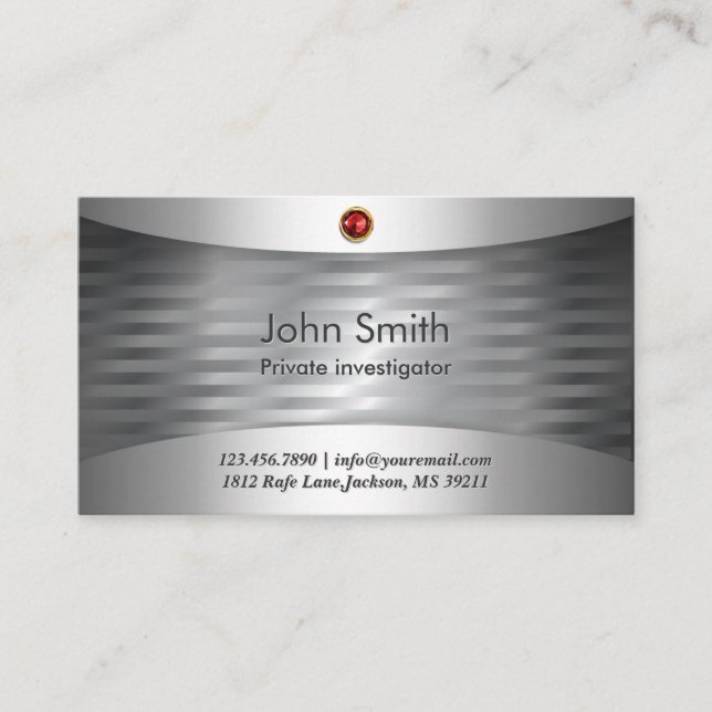 Investigator Luxury Steel Metallic Stripes Business Card (Front)