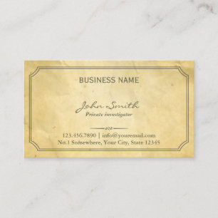 Investigator Vintage Framed Old Paper Texture Business Card