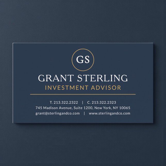 Investment Advisor Navy Blue Gold Luxury Business Card (Creator Uploaded)