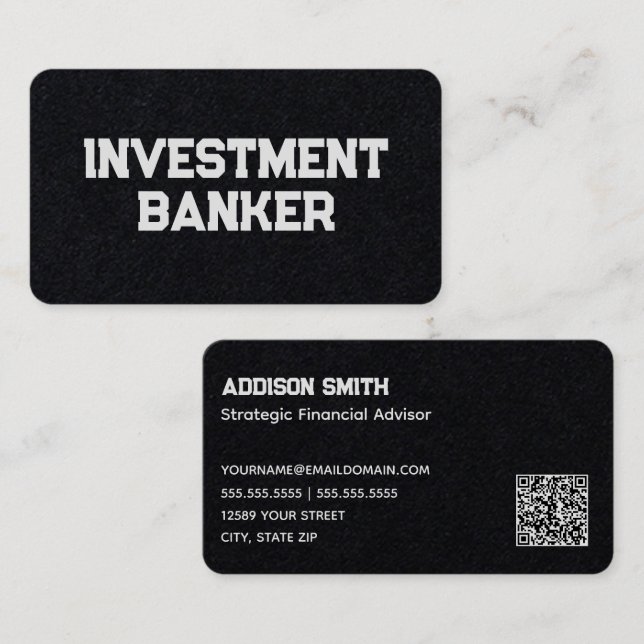 Investment Banker Financial Advisor Custom QR Business Card (Front/Back)