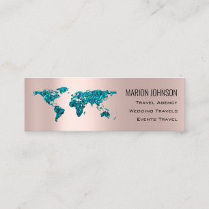 Investments Finance Travelling Blog World Map Gold Mini Business Card